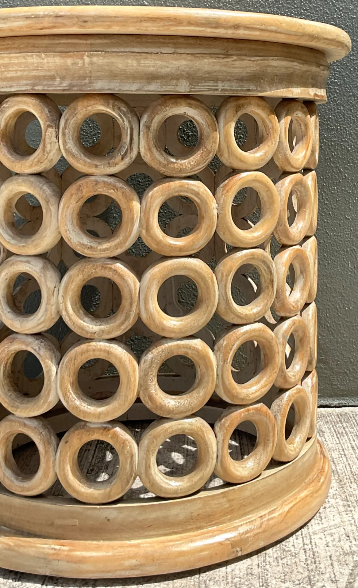 Vintage Openwork Wood Side Table - Back view
