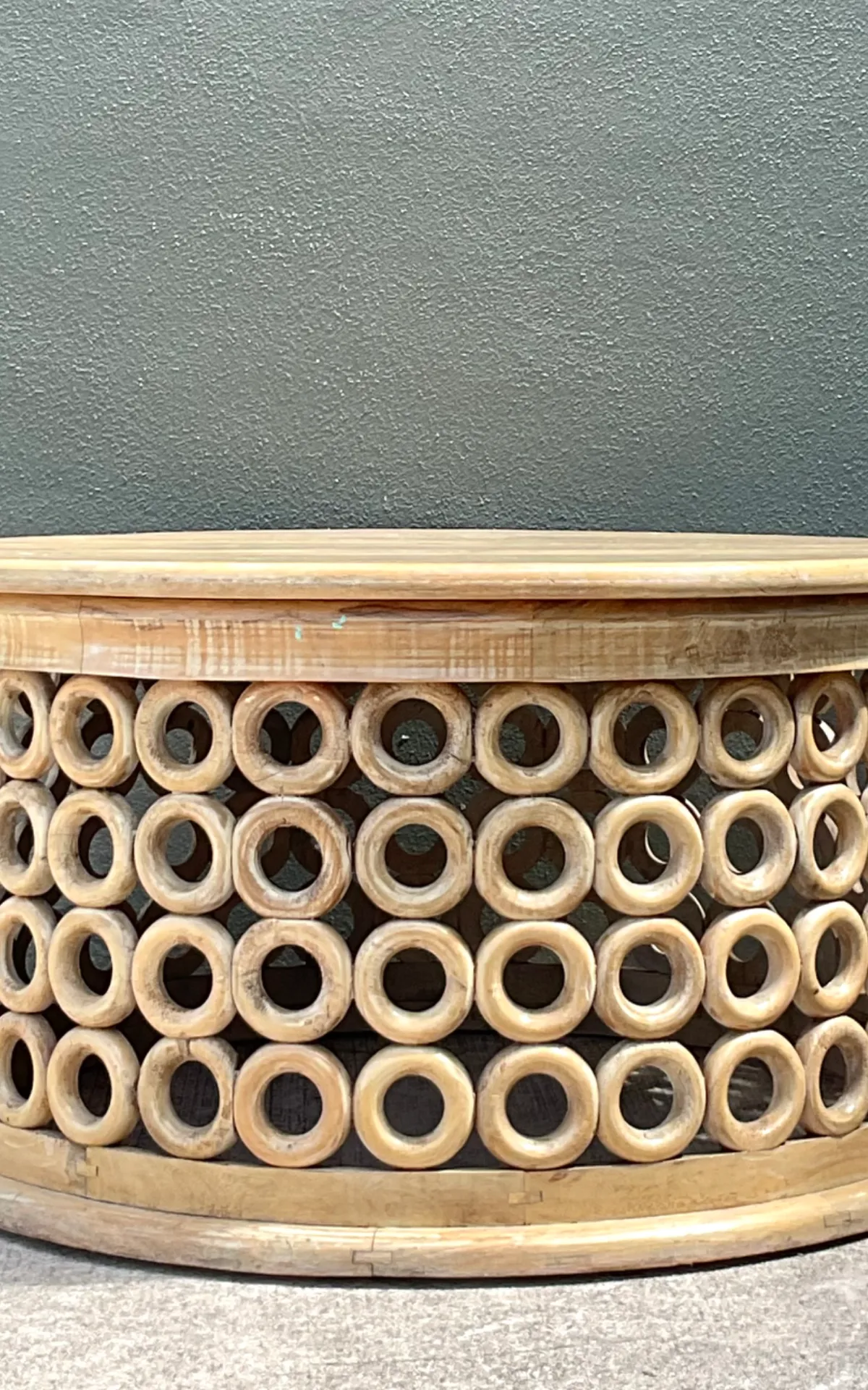 Vintage Wooden Openwork Coffee Table - Angle view