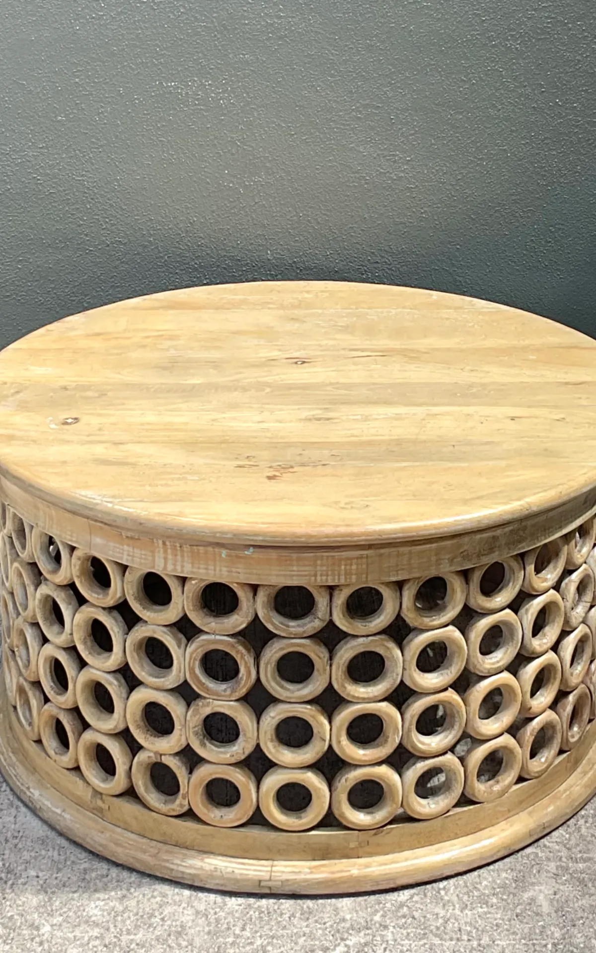Vintage Wooden Openwork Coffee Table - Back view