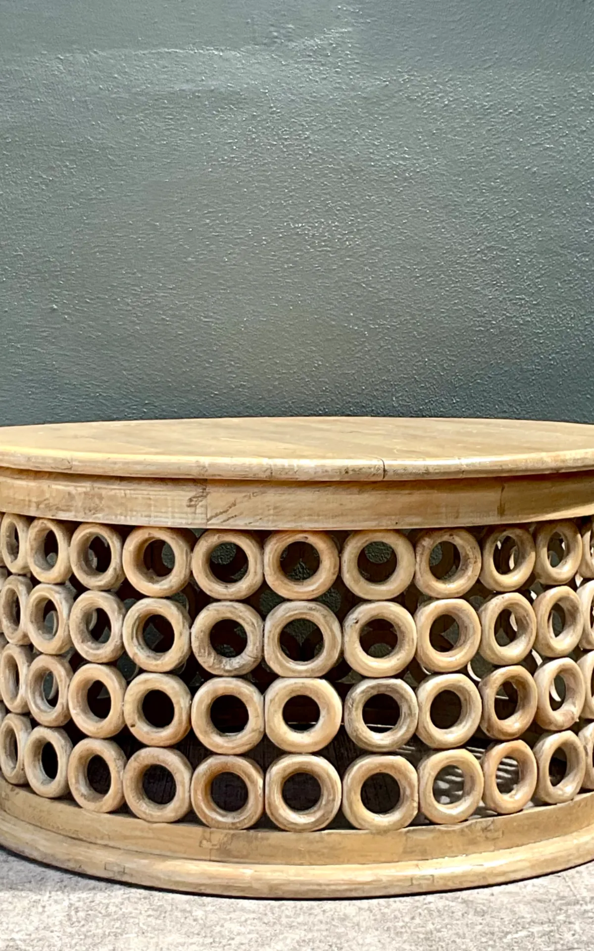 Vintage Wooden Openwork Coffee Table - Side view