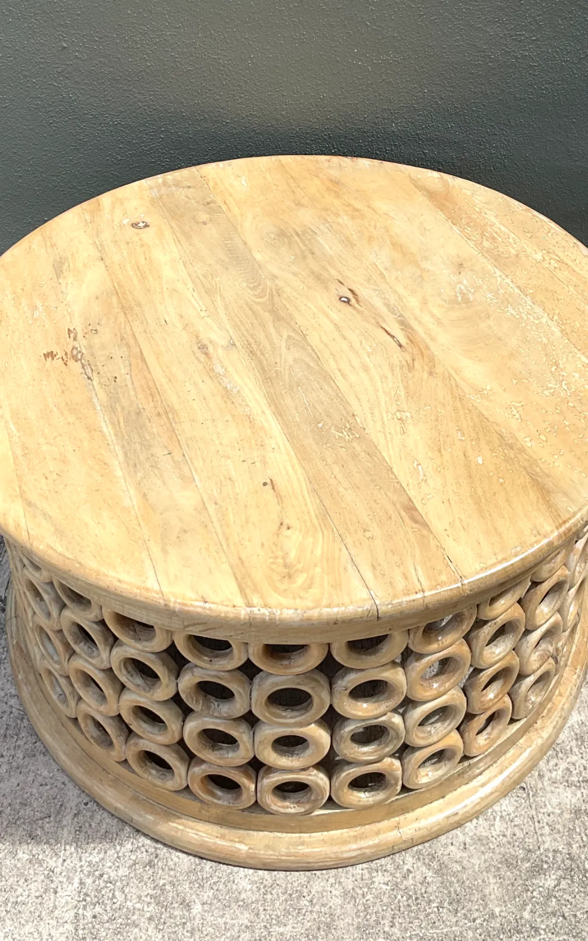 Vintage Wooden Openwork Coffee Table - Close-up view