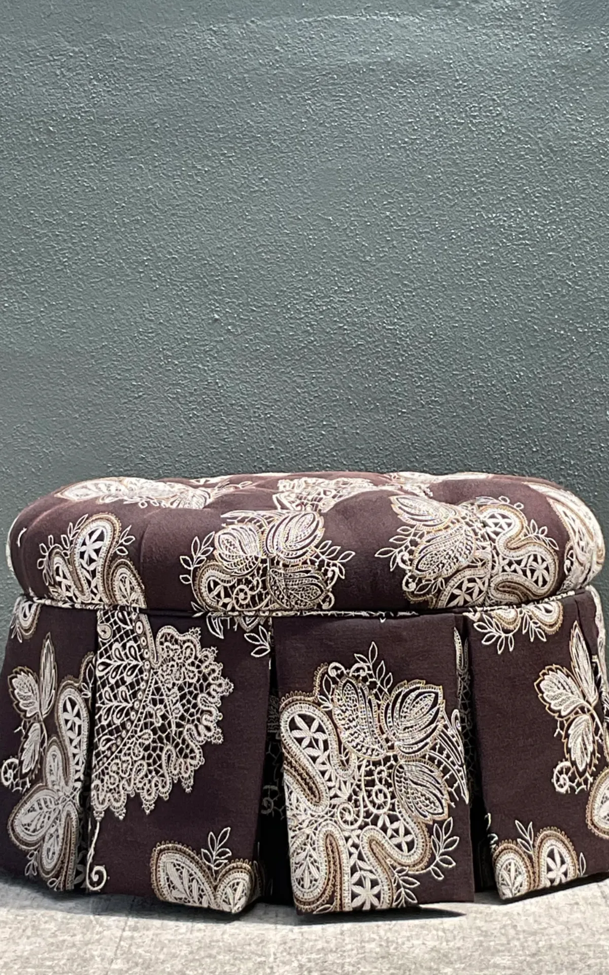 Vintage Paisley Tufted Ottoman - Back view