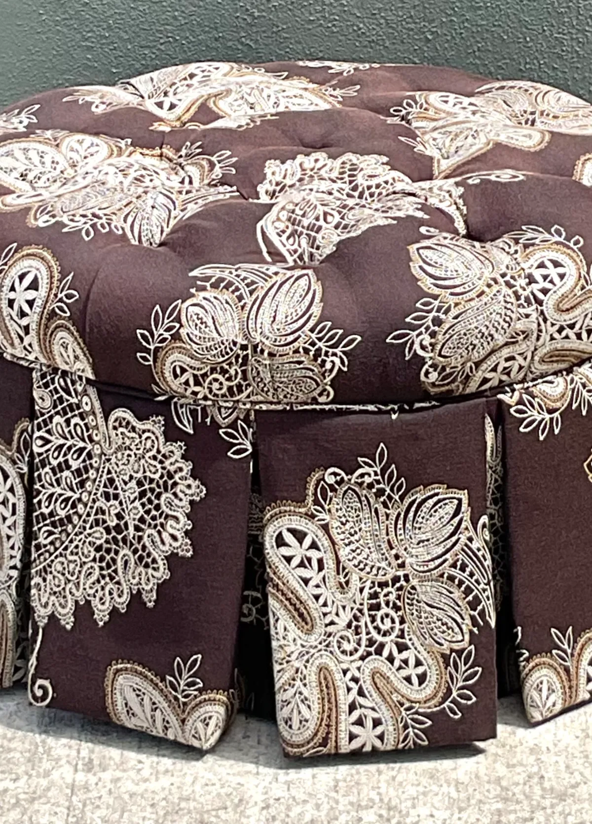 Vintage Paisley Tufted Ottoman