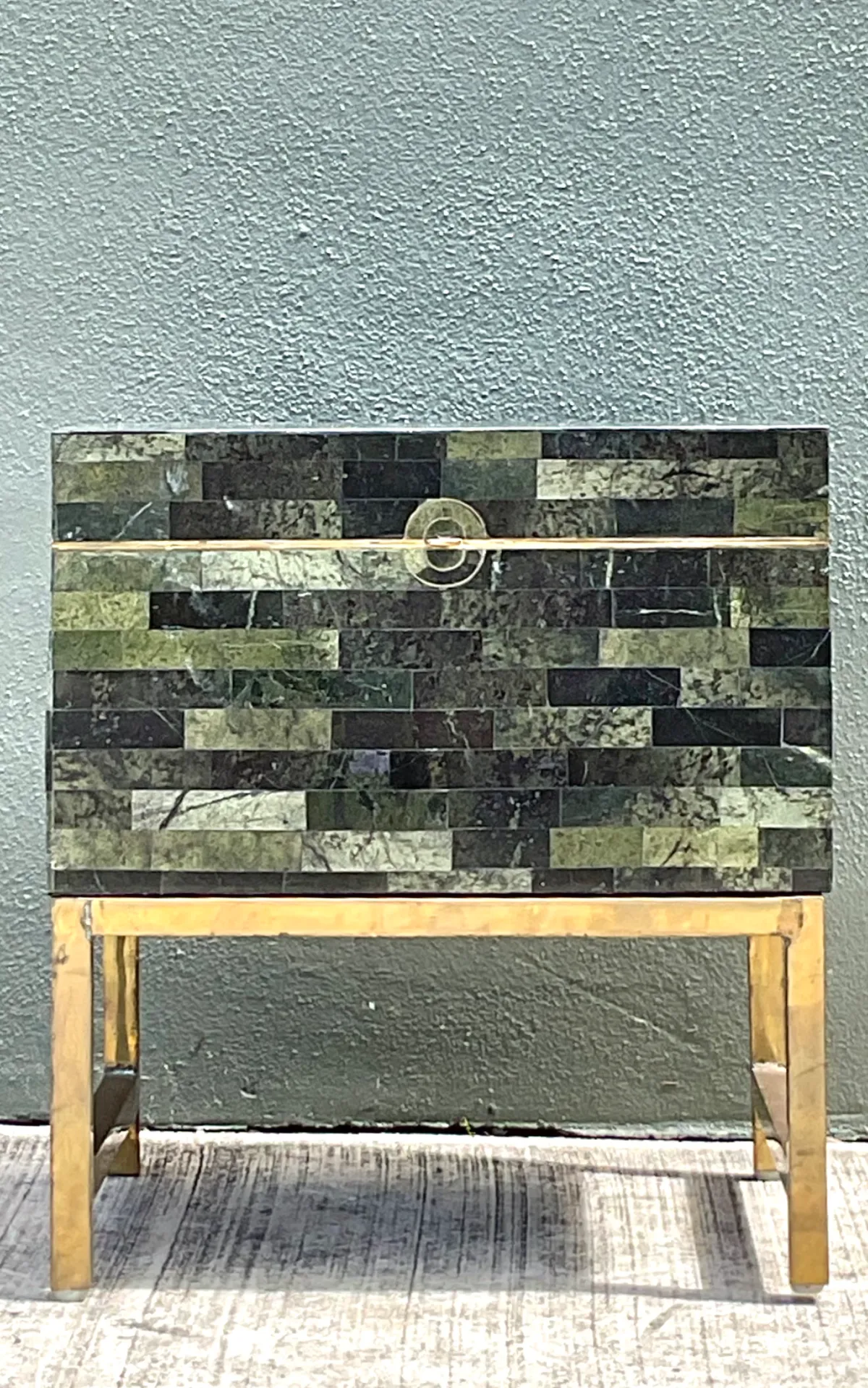 Vintage Stone and Metal Side Table - Interior view