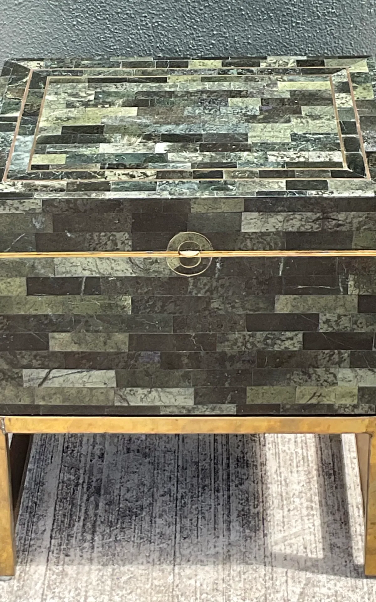 Vintage Stone and Metal Side Table - Top view