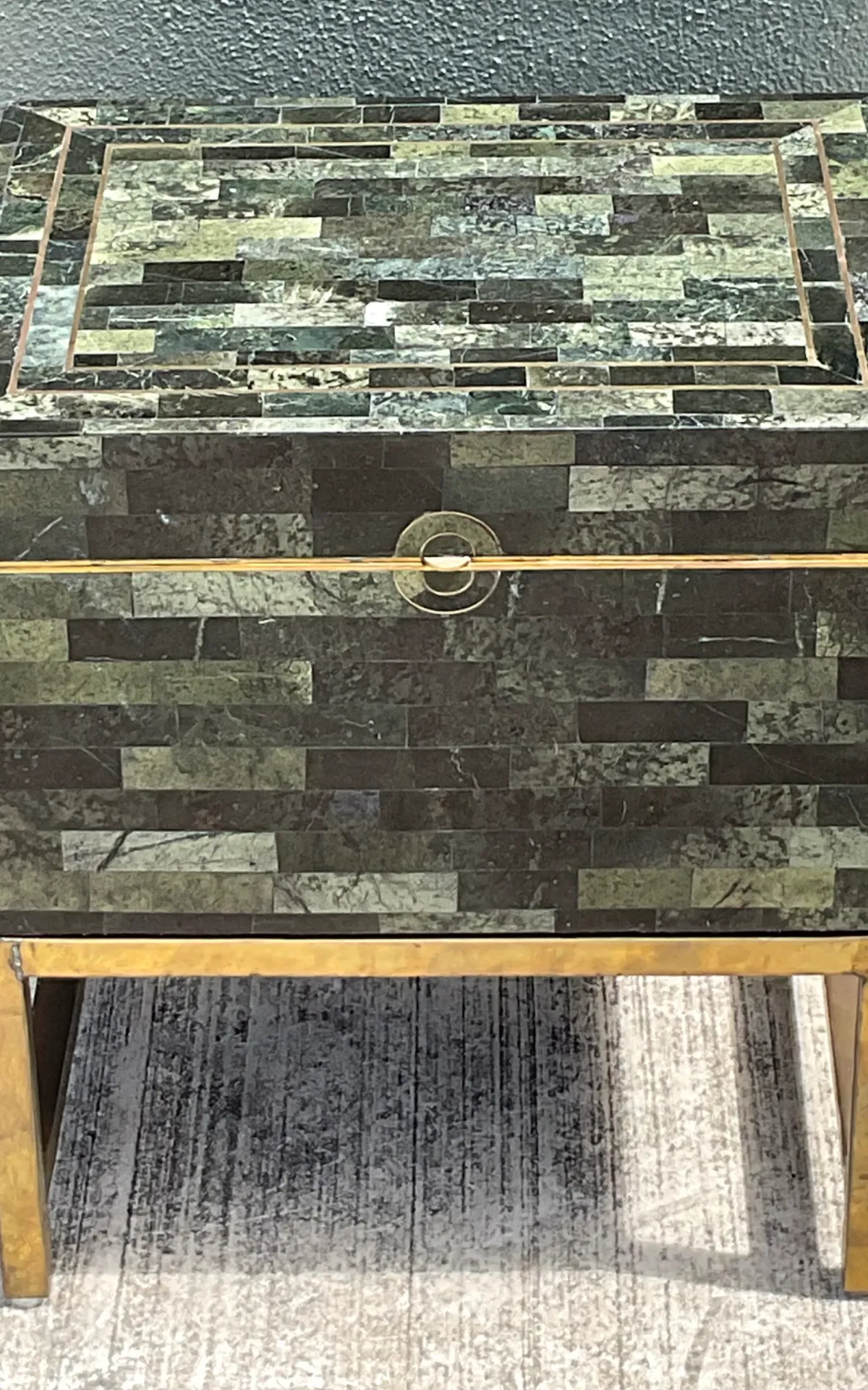 Vintage Stone and Metal Side Table