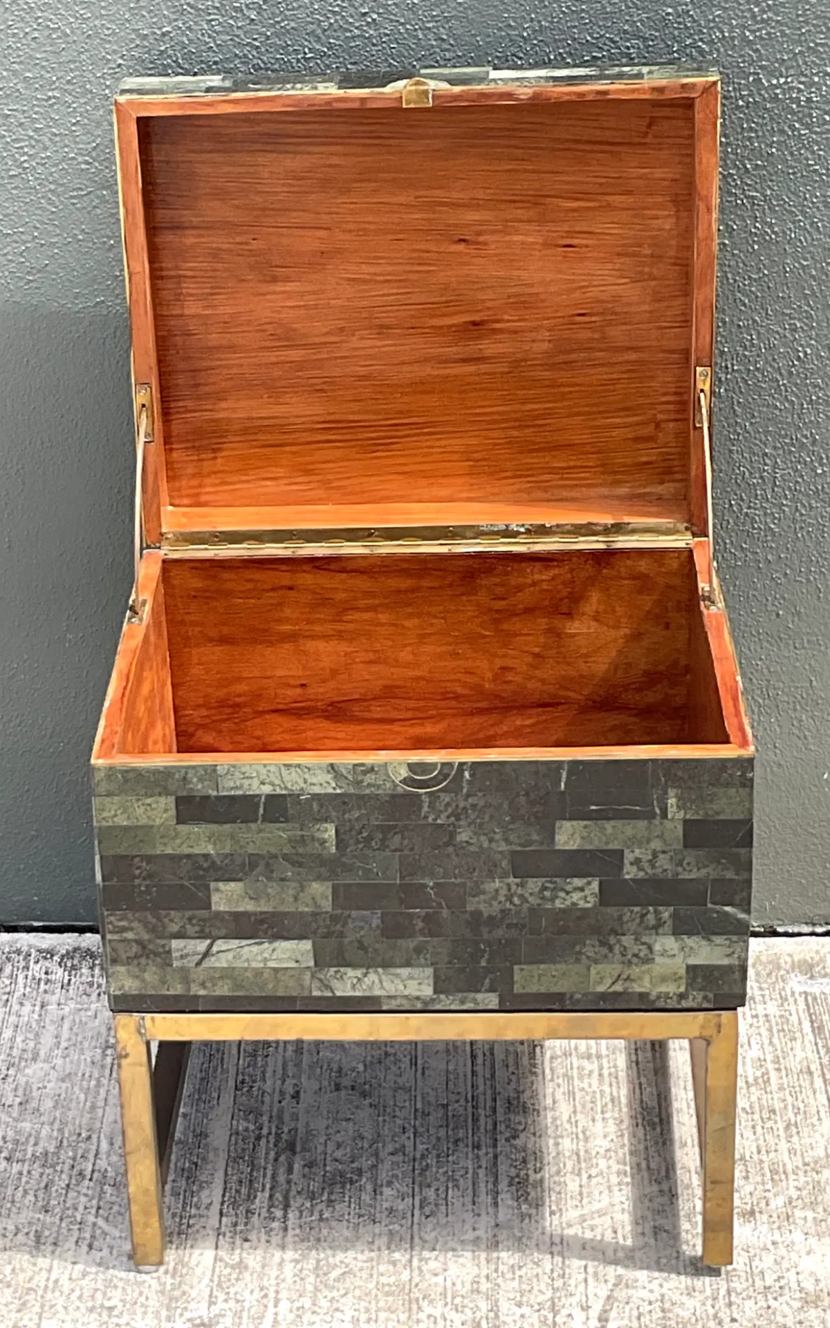 Vintage Stone and Metal Side Table - Bottom view