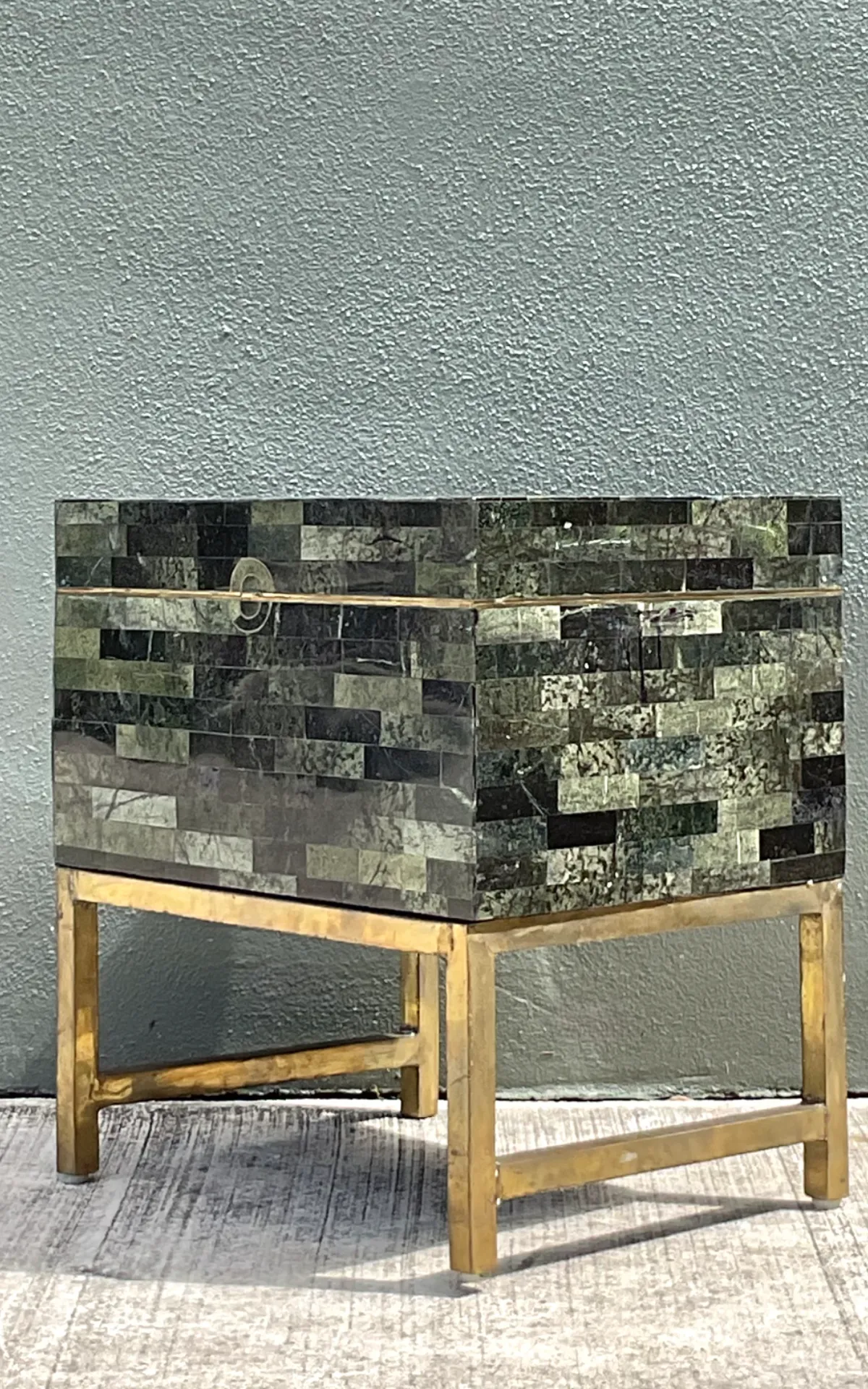 Vintage Stone and Metal Side Table - Back view