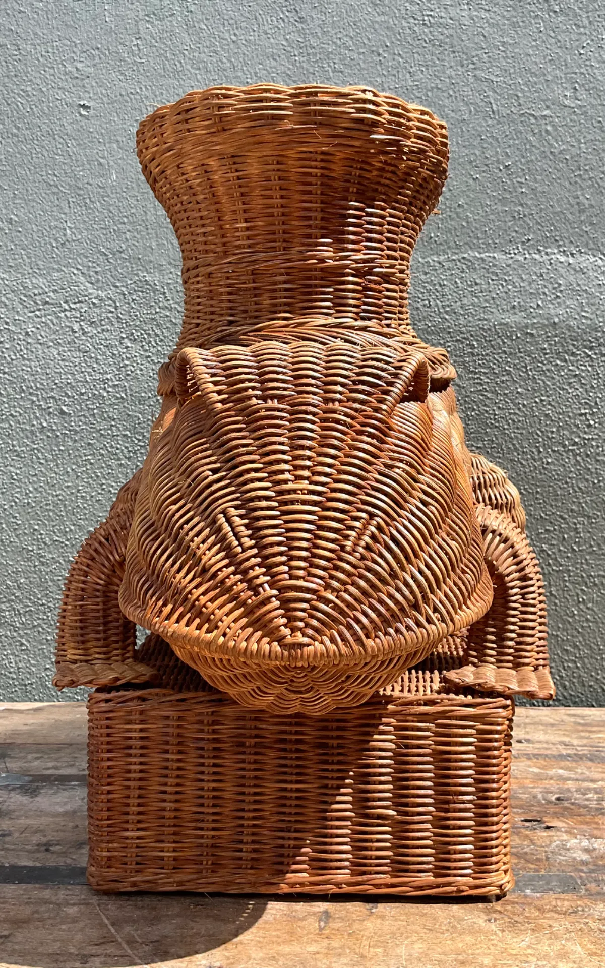Vintage Woven Rattan Frog Table