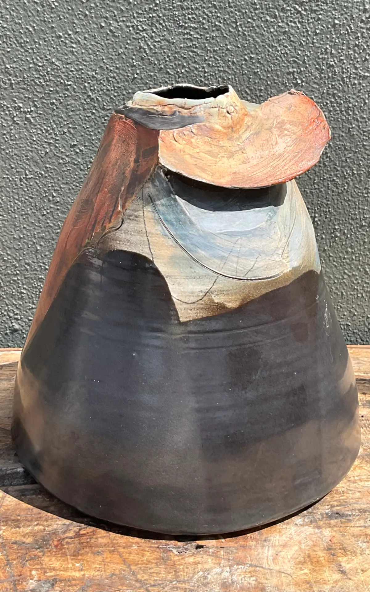 Vintage Abstract Ceramic Vase - Close-up view
