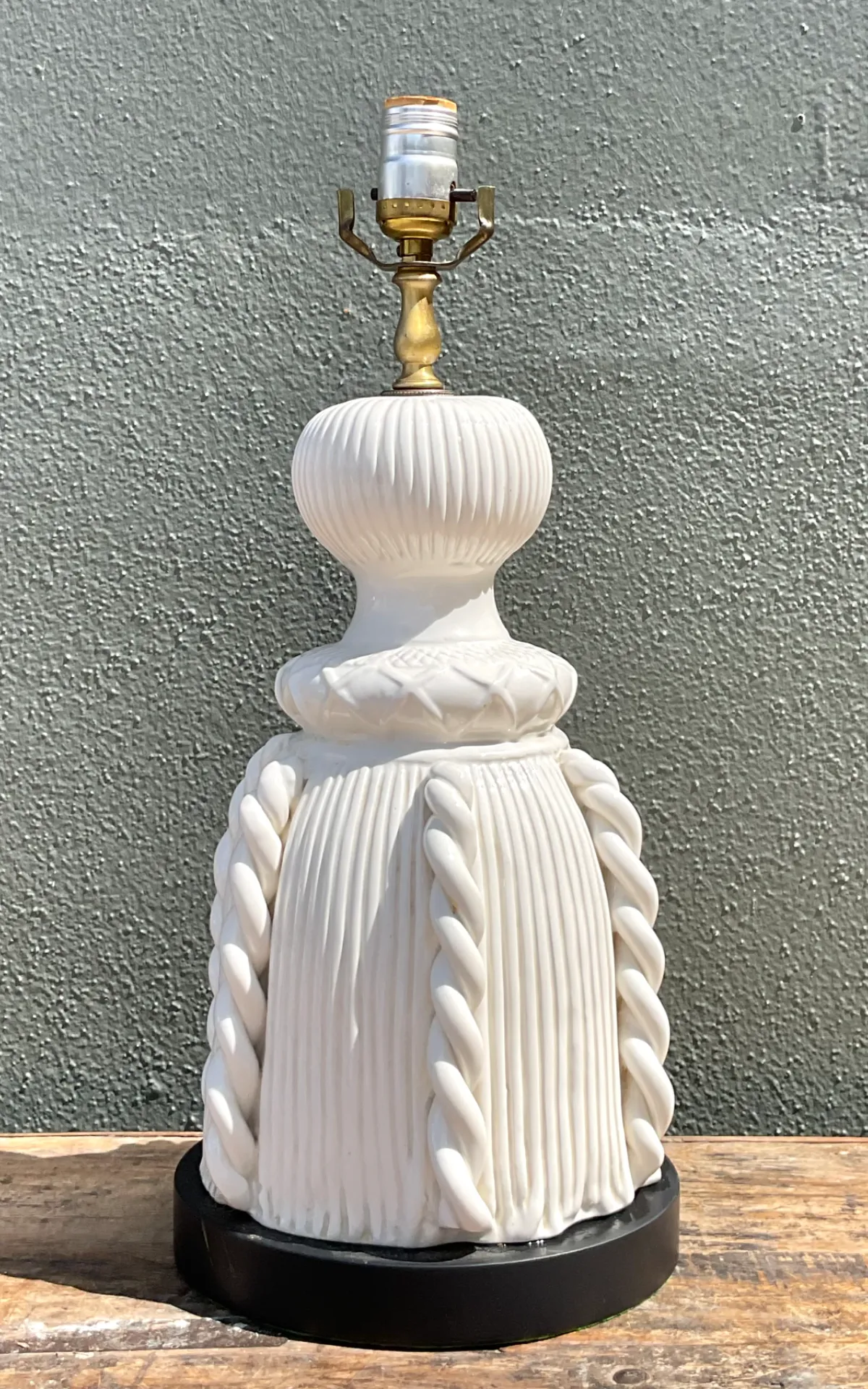Vintage Ceramic Rope Detail Table Lamp - Back view