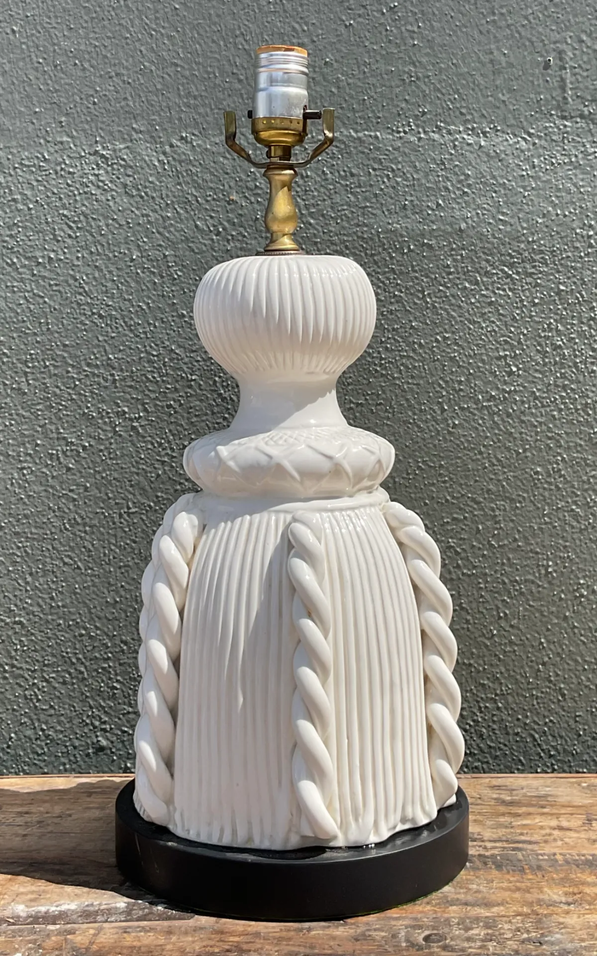 Vintage Ceramic Rope Detail Table Lamp - Top view