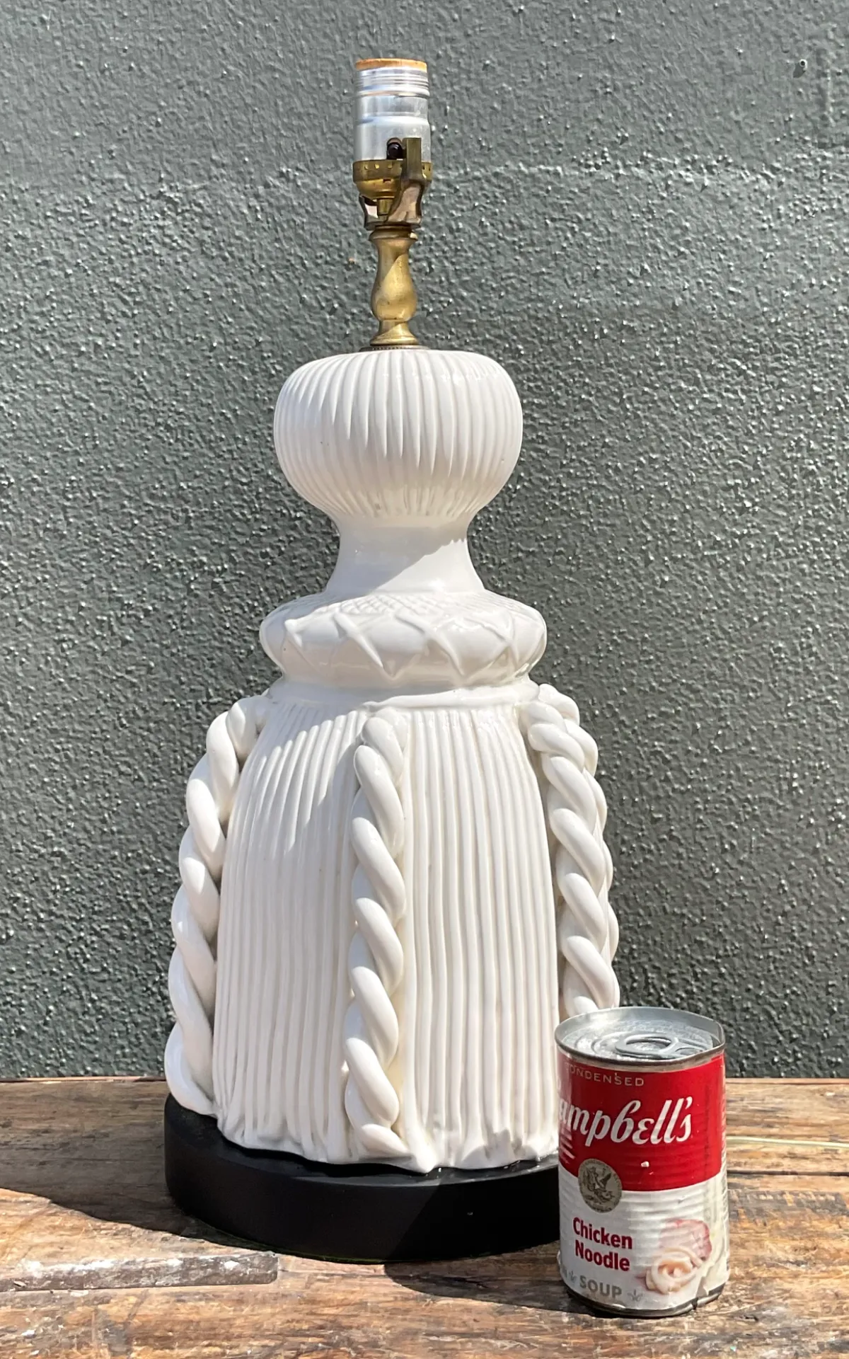 Vintage Ceramic Rope Detail Table Lamp - Side view
