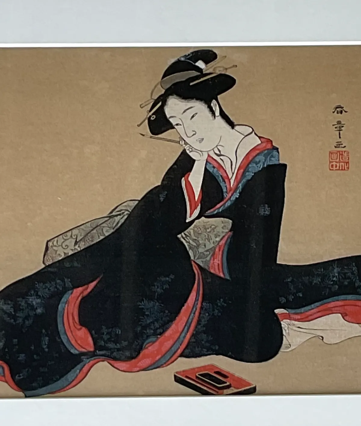 Vintage Japanese Woodblock Print - Side view