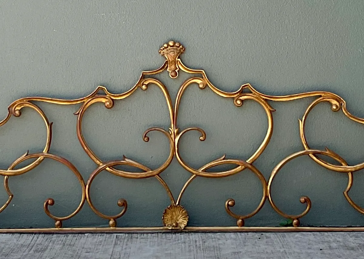 Vintage Italian Palladio Gilt King Scroll Headboard - Bottom view