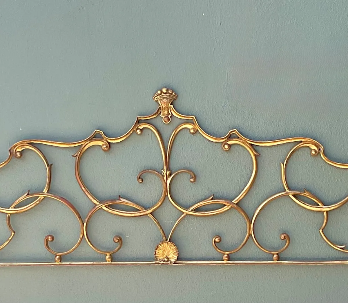 Vintage Italian Palladio Gilt King Scroll Headboard - Side view