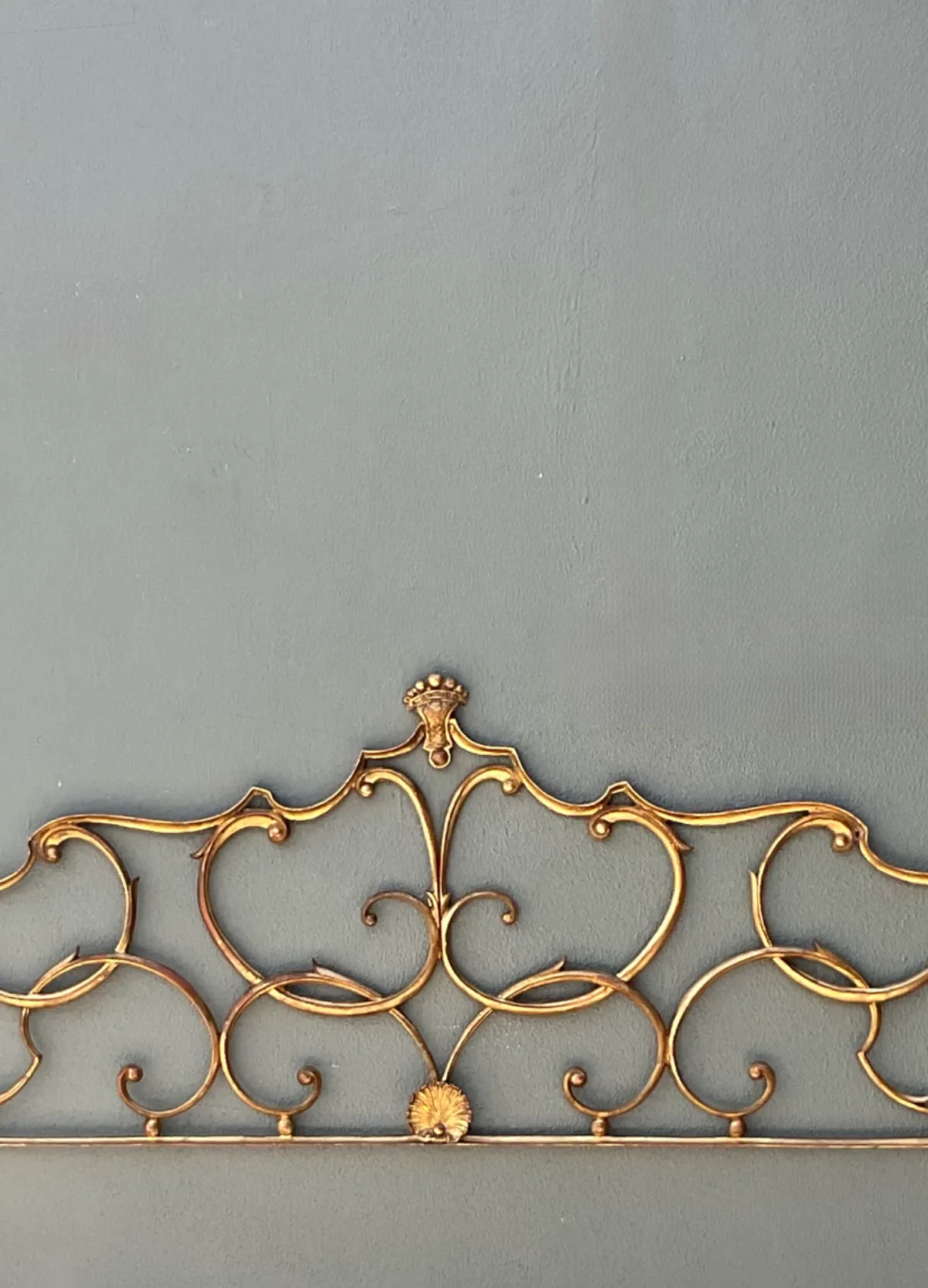 Vintage Italian Palladio Gilt King Scroll Headboard - Top view