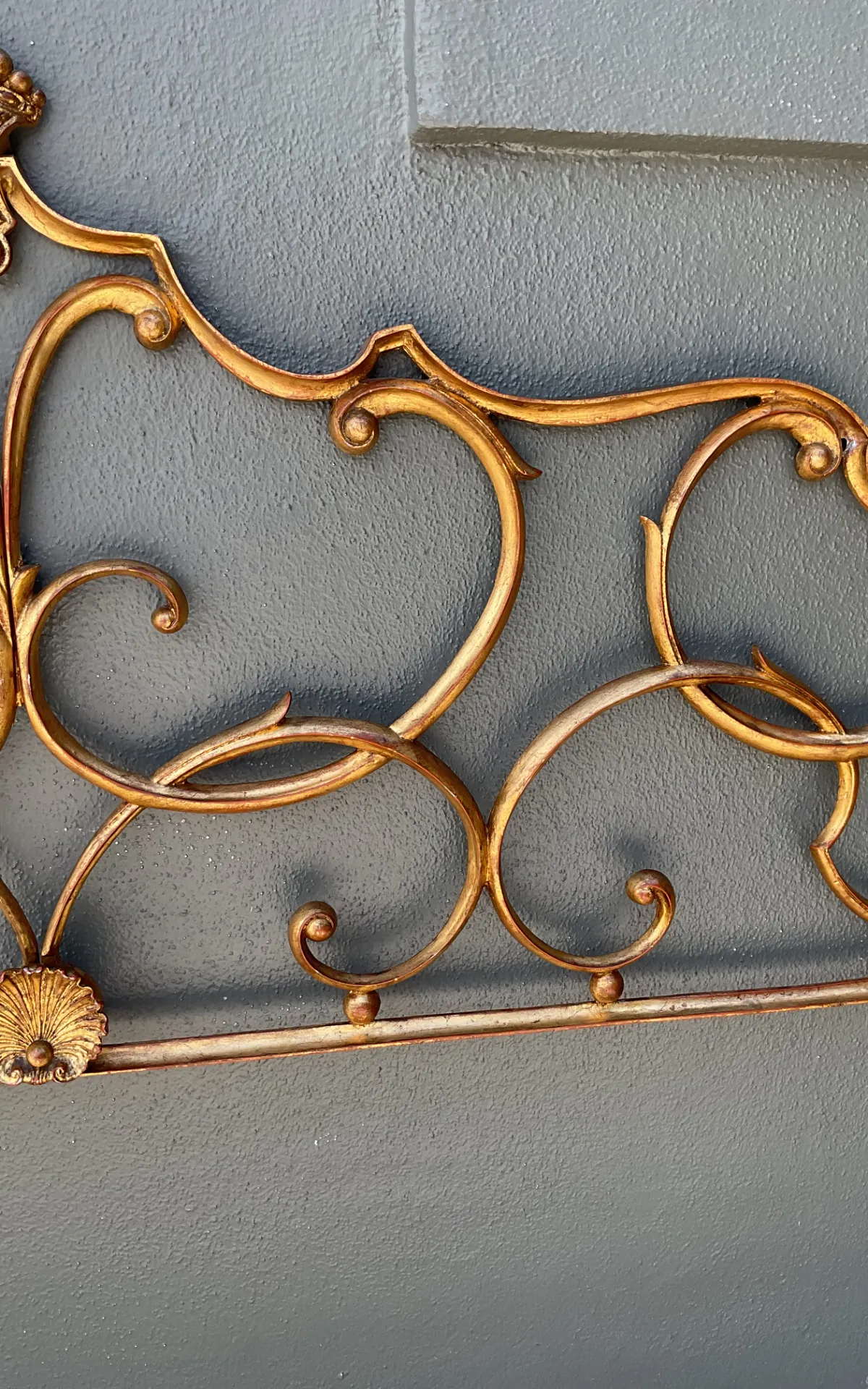 Vintage Italian Palladio Gilt King Scroll Headboard