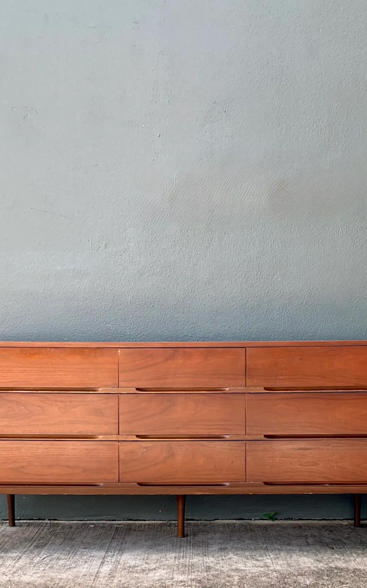 Vintage MCM Danish Teak Nine-Drawer Dresser - Side view
