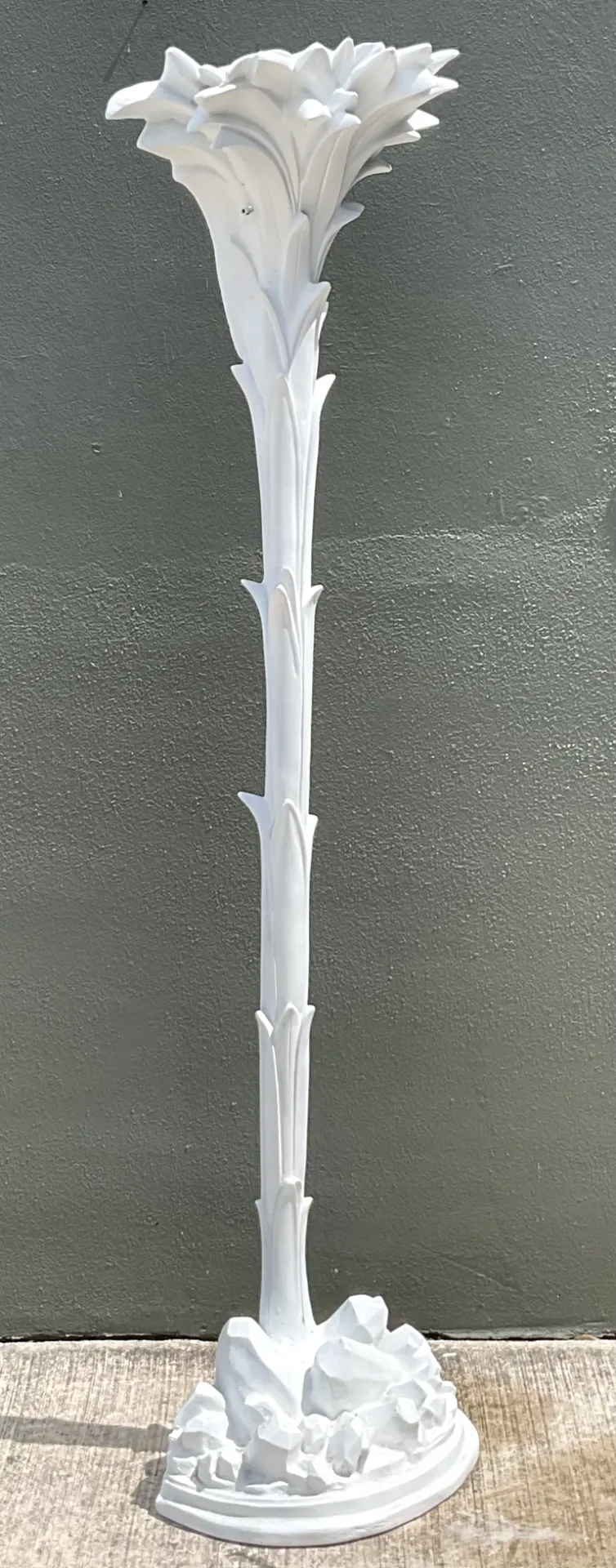 Vintage Ecoplaster Palm Torchere After Serge Roche - Angle view