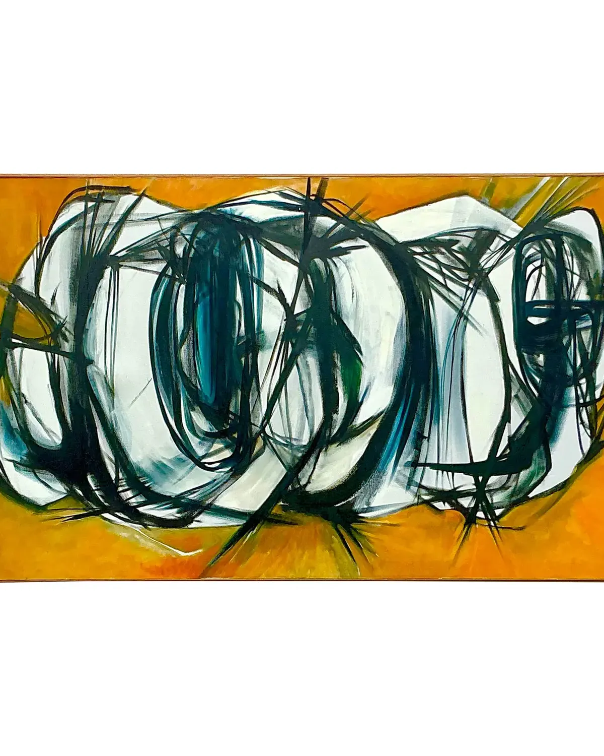 Late 20th Century Vintage Boho Original Abstract Oil Painting on Canvas