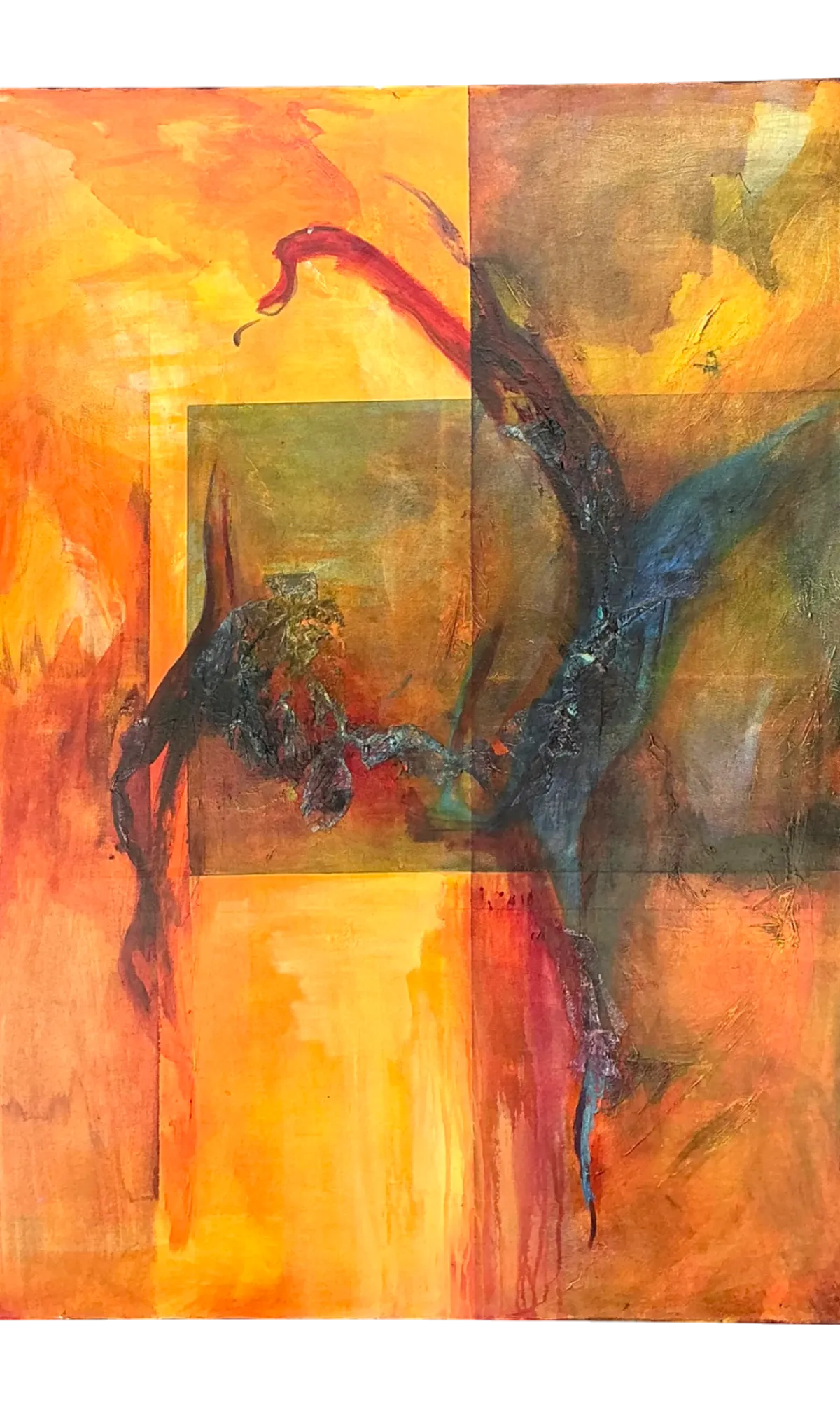 Vintage Abstract Expressionist Oil Painting on Canvas - Detail view