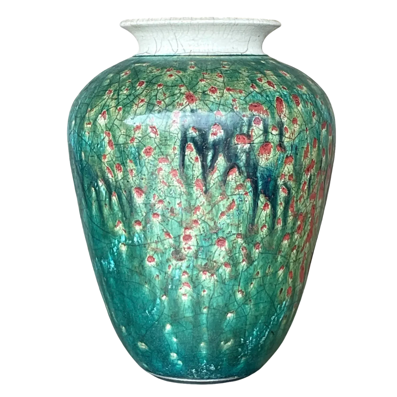 Vintage Boho Drip Glaze Studio Pottery Vase