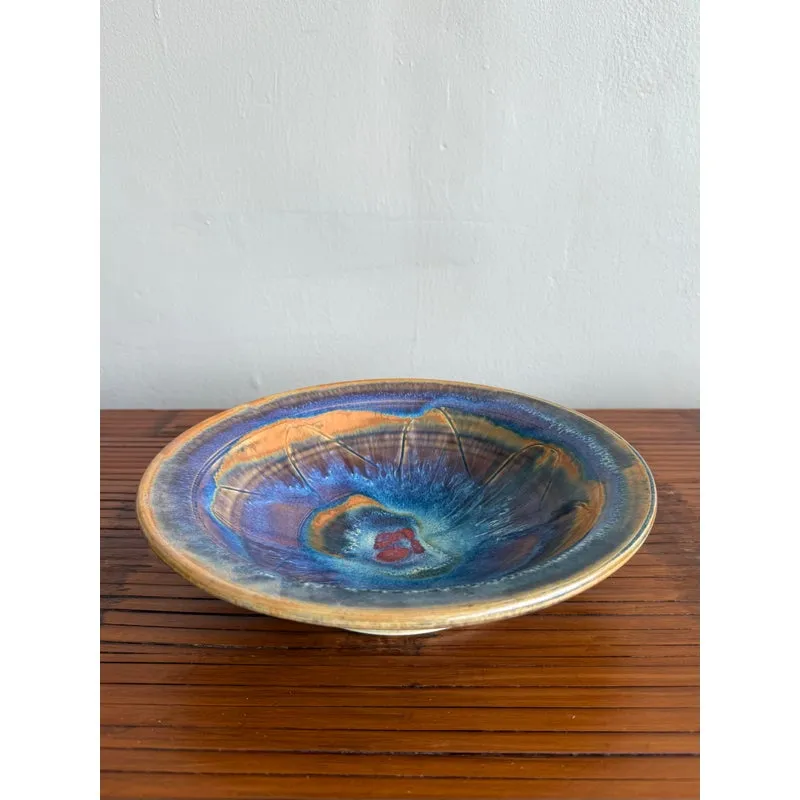 Vintage Boho Vibrant Ceramic Bowl - Side view