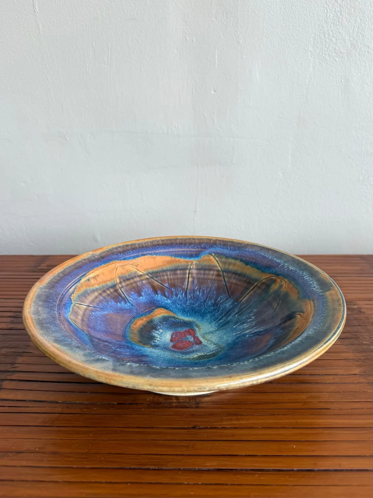 Vintage Boho Vibrant Ceramic Bowl - Back view