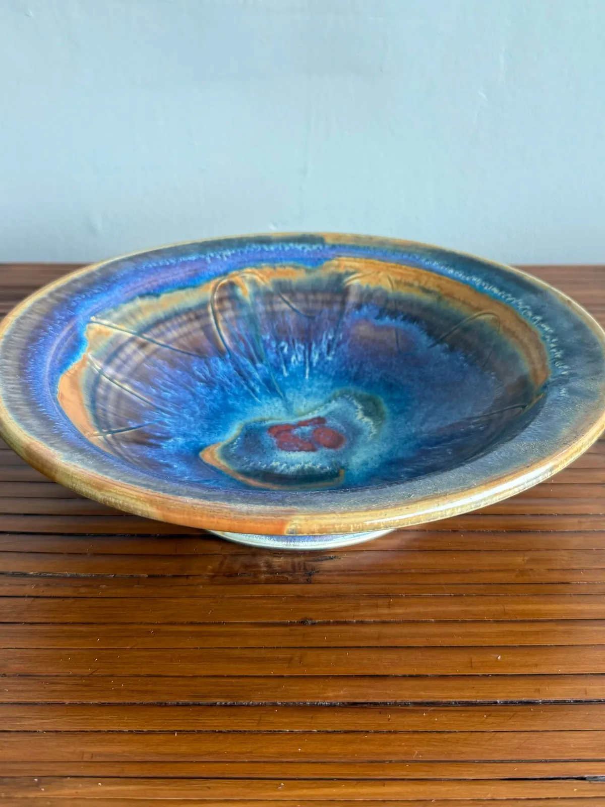 Vintage Boho Vibrant Ceramic Bowl - Top view