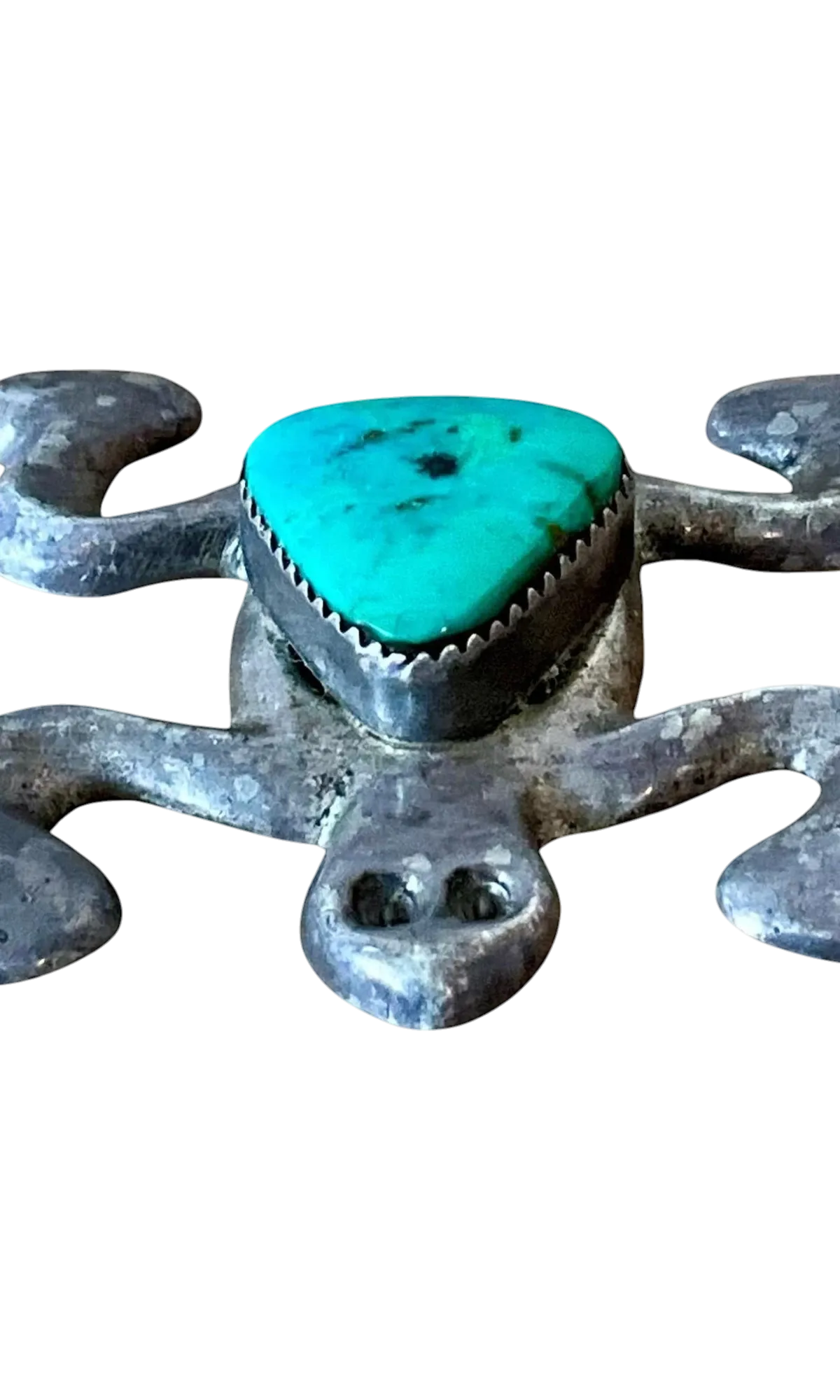 Vintage Native American Silver Inlaid Turquoise Pendant - Detail view